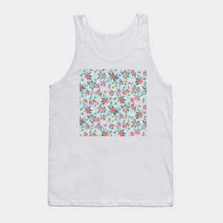 Red Winter Floral Design Tank Top